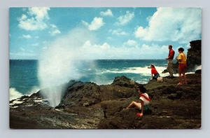 Postal The Blow Hole géiser de agua salada Honolulu Oahu Hawaii c.1962 - Imagen 1 de 2