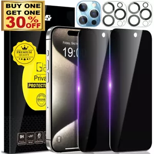 Für iPhone 16 15 14 13 12 Pro Max Sichtschutz Hartglas Display Kamera Schutz - Bild 1 von 12