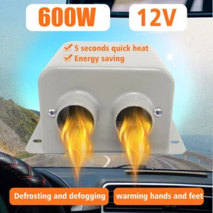 600W Electric Car Heater 2 Hole 12V DC Heating Fan Defogger Defroster Demister - Picture 1 of 14