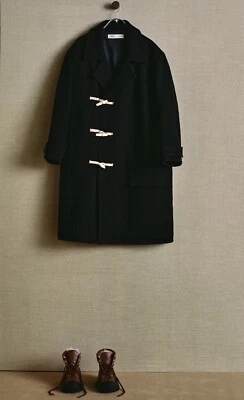 £229 ZARA WOOL COAT WOMEN TOGGLES LIMITED EDITION JACKET BLACK L Chest 52” 18 20 - Image 1 of 4