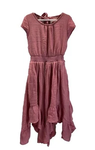Mia Joy aysemmetrical Ruffle midi dress Girls Size 5 Lace Gauze Mauve - Picture 1 of 10