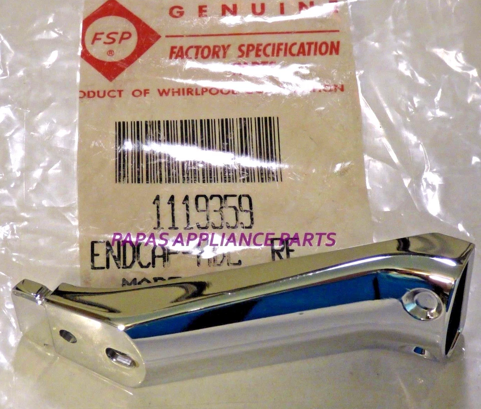 NUEVO GENUINO OEM WHIRLPOOL 1119359 TAPA DE EXTREMO DE MANIJA DE PUERTA DE REFRIGERADOR Foto 1 de 1