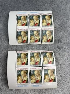Christmas Madonna by Botticelli, 25¢ stamp, Plate Block X 2, Scott# 2399, MNH - Picture 1 of 6