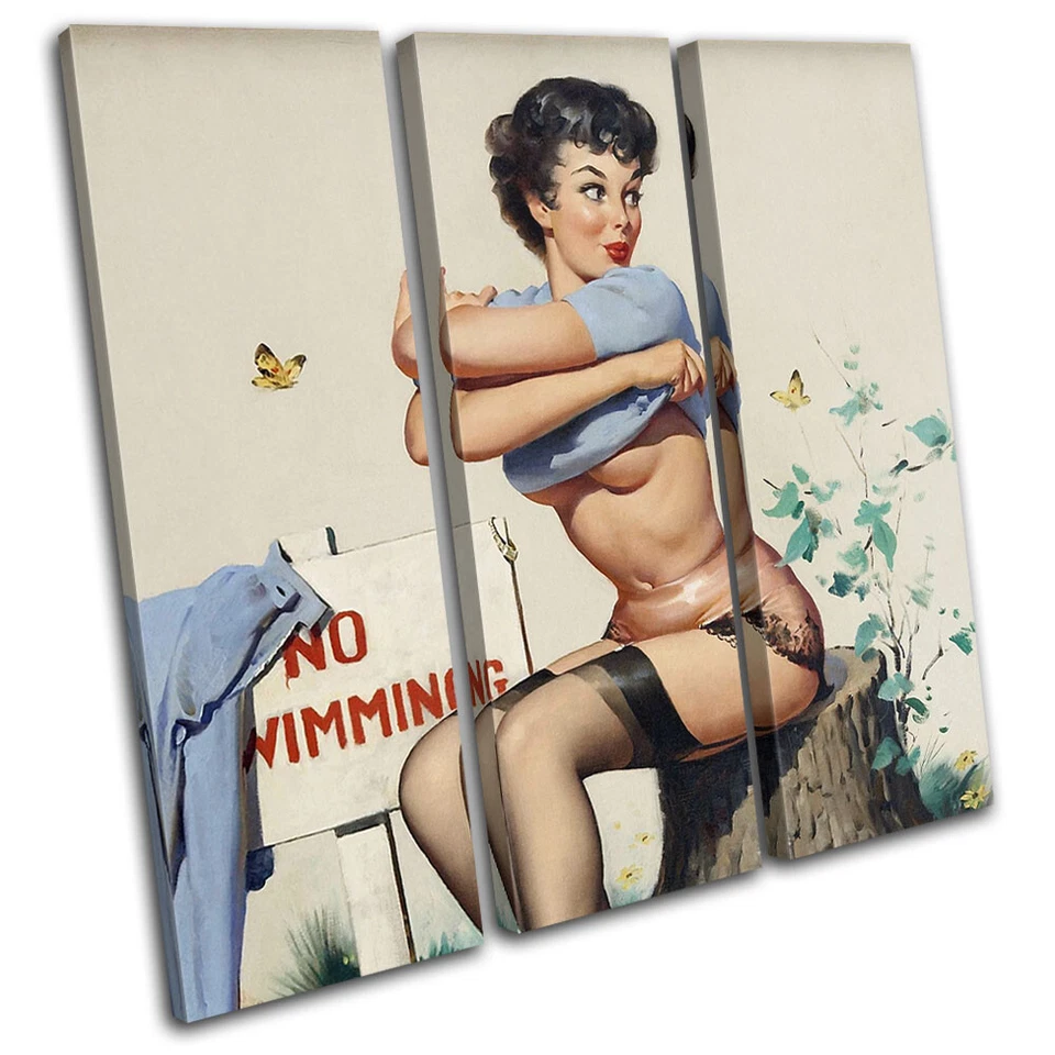 Винтажный девочка плакат сексуальный ретро пин-апы TREBLE ХОЛСТ настенное искусство картина печати - Изображение 1 из 1