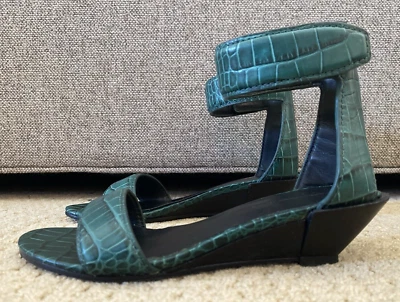 Sandalias de cuña de cuero verde ALEXANDER WANG Vika EU 35 US 5 Foto 1 de 4
