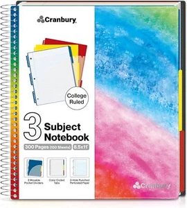 5-Subject Notebook College Ruled, Movable Pocket Dividers, 200 Sheets ( - Picture 1 of 9