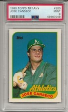 1989 TOPPS TIFFANY #500 JOSE CANSECO, PSA 9 MINT, OAKLAND ATHLETICS, FRESH GRADE