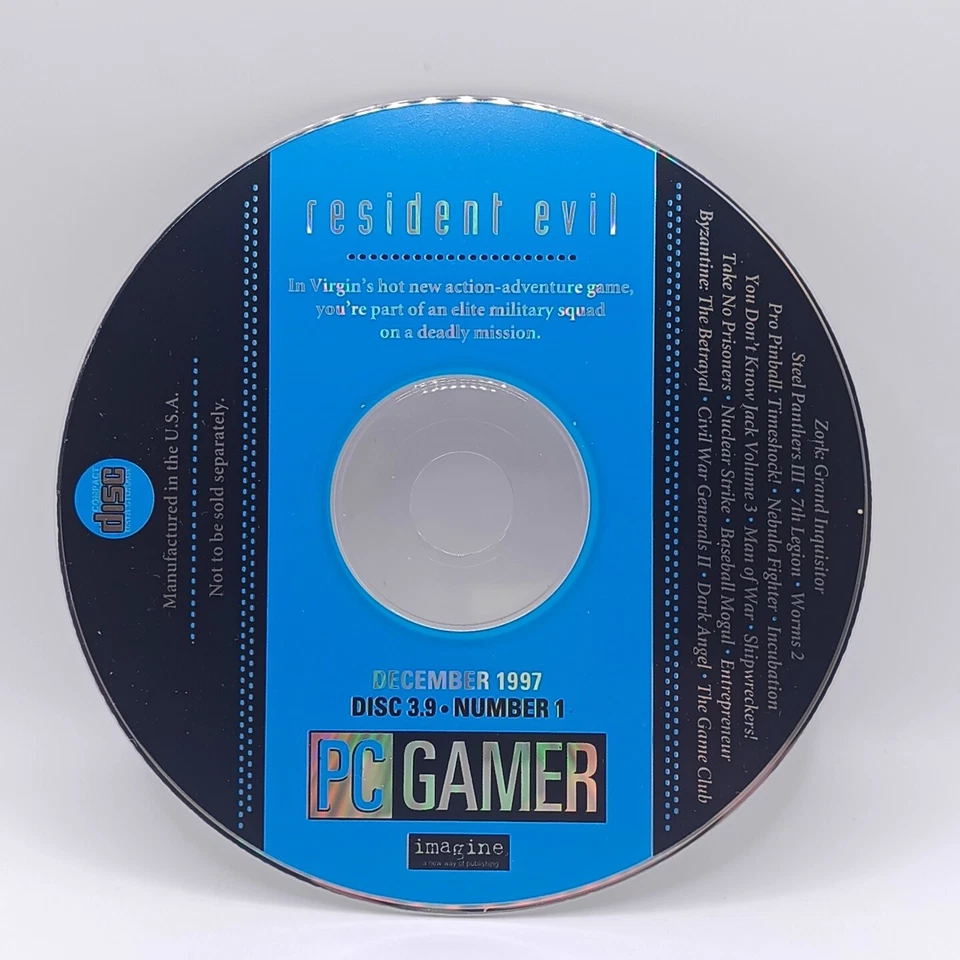 PC Gamer Demo Disc 3.9 December 1997 Resident Evil (Disc Only) Windows Computer - Image 1 of 2