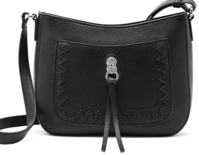 NWTag Brighton  Interlok ORLA Black Stitched Leather Cross Body Bag MSRP $370 - Image 1 of 4