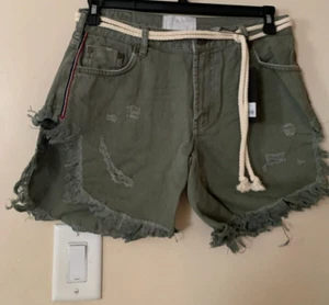 One Teaspoon Denim Shorts Women's Super Khaki Frankies Green Size Various NWT - Picture 1 of 7