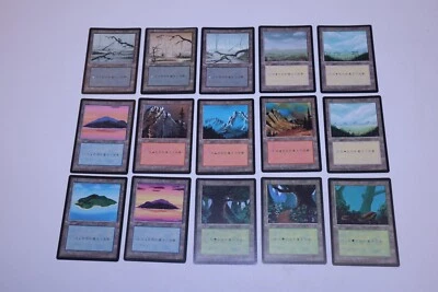 Lot of 15 Japanese 4th Edition Black Bordered FBB Basic Land Cards 1 of Each Art - Image 1 of 4