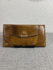 "Cartera triple de cuero marrón vintage hecha en México con espejo 7 3/4""x4""" - Imagen 1 de 6