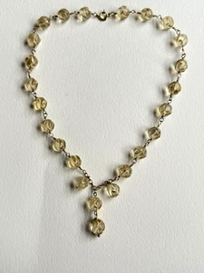 VINTAGE GOLD PLATED STERLING SILVER NATURAL CITRINE BEADED NECKLACE - Picture 1 of 5