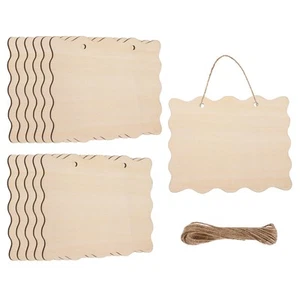 6"x5" Unfinished Hanging Wood Sign Blank with Ropes, Style 2, Pack of 12 - Picture 1 of 6
