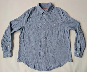 DubbleWare Linen / Cotton Blend Chambray Work Shirt - Medium / Blue - Picture 1 of 14