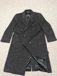 ABRIGO VINTAGE DOBLE BOTONADURA FRANELA LANA GRUESA 46 NEGRO CARBÓN ABRIGO SUPERIOR - Imagen 1 de 7