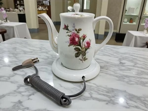 vintage royal sealy porcelain moss rose pattern electric tea/coffee pot - Picture 1 of 9