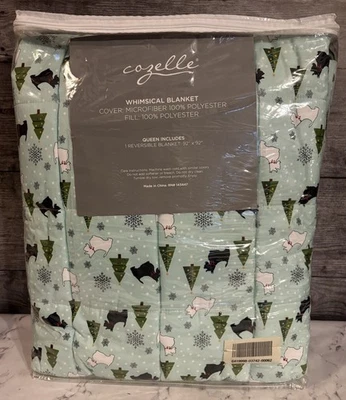 НОВЫЙ COZELLE КОРОЛЕВА 92 «X 92» РОЖДЕСТВО ШОТЛАНДСКИЙ ТЕРЬЕР ПРИЧУДЛИВЫЙ ОДЕЯЛО #143447 - Изображение 1 из 4