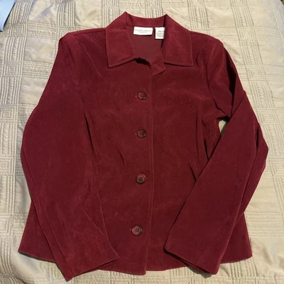 Chaqueta para mujer de cuero de gamuza roja de Jaclyn Smith talla pequeña  Foto 1 de 3