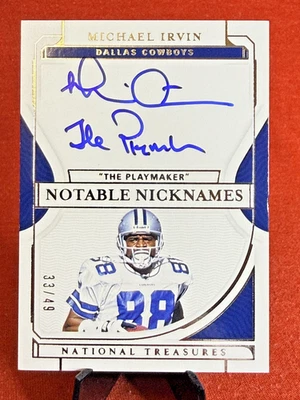 2021 National Treasures Майкл Ирвин с автографом «Плеймейкер» /49 ковбои - Изображение 1 из 2