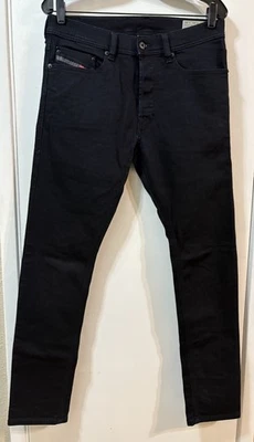 Pantalones de mezclilla negros DIESEL TEPPHAR ajustados zanahoria elásticos botones mosca para hombre 30x30 Foto 1 de 4
