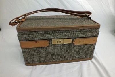 Vintage Hartmann Train Case Overnight Tweed & Leather Combo Luggage CLEAN - Image 1 of 4