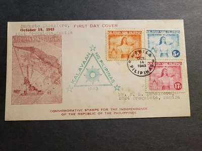 KALAYAAN, PHILIPPINES 1943 WWII FDC Cover Cachet OCCUPIED by JAPAN - Image 1 of 2