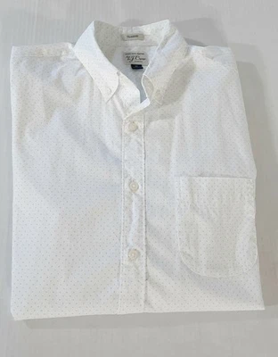 J Crew Stretch Secret Wash Cotton Poplin Shirt in Dots Men M White Light Purple - Image 1 of 4