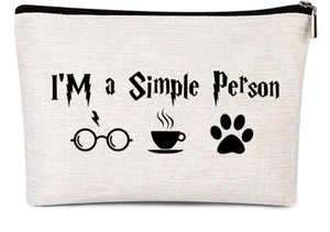 I'M A Simple Person Makeup Bag Canvas Zippered Bag (Harry Potter Fans)- 10"x7" - Picture 1 of 3