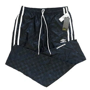 Pantalones de nailon Umbro x PacSun Midnight para hombre M tonal a cuadros rayas laterales negros - Imagen 1 de 7