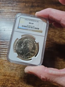 1993-P $1 Silver NGC MS69 Jefferson Dollar 90% HEAVY GOLD TONING 3918101-130 - Picture 1 of 6