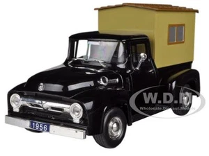 1956 FORD F-100 PICKUP TRUCK BLACK WITH CAMPER 1:32 BY SIGNATURE MODELS 32395 - Picture 1 of 6