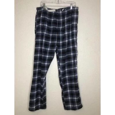 Calça de flanela extra grande azul branca e preta Embassy Clothing Company nova com etiquetas - Imagem 1 de 4