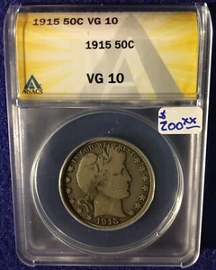 1915 Barber Half Dollar 50 cent VG10 - Picture 1 of 2