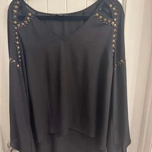 Rock & Republic Black XL Studded Long Sleeve Blouse - Picture 1 of 7