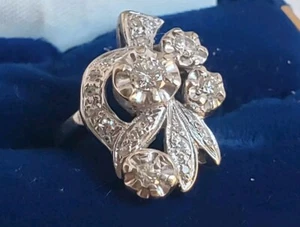 Vintage 14k White Gold Ring With Natural Diamonds 0.56-0.63 Total Carat - Picture 1 of 7