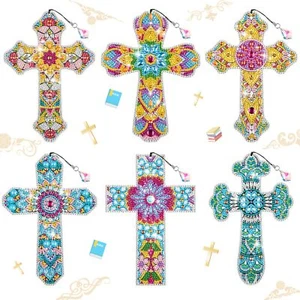 6 Pcs Cross 5D Diamond Painting Key Chain Kit for Beginners Kids Adults - Bild 1 von 6