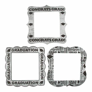 Graduation Frame Cutouts, Party Decor, 3 Pieces - Picture 1 of 1