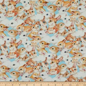 	Studio E Fabrics Bunny Meadows  Packed Bunny Blue Fabric - Picture 1 of 1