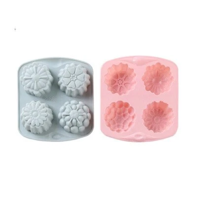 Flowers Soap Mould 4 Designs Cupcake Decorating Fondant Icing Chocolate Candles - Image 1 of 4