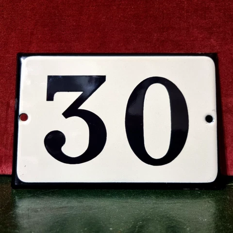 Vintage french enamel house number sign 30 door wall gate portal entry street Cover