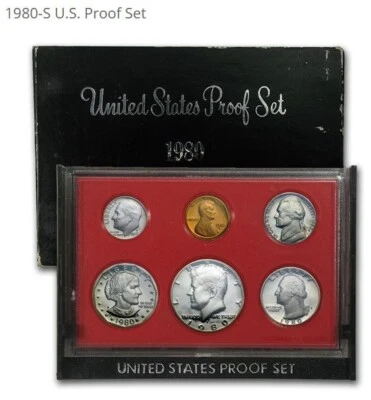 1980-S | US Mint Proof Set | 6 Coins | Original Packaging OGP | COA - Image 1 of 4