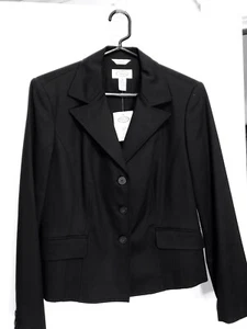 Blazer Jacket NWT Talbots Three Button Black Career Size 6 - Picture 1 of 10