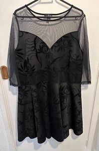 Simply Be Love Drobe Size 22 Black Semi Sheer Evening Fit & Flare Floral Dress - Picture 1 of 13