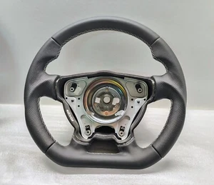 CHRYSLER CROSSFIRE FLAT BOTTOM STEERING WHEEL LEATHER BLACK +SILVER STITCH - Picture 1 of 6