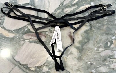 全新 Victoria Secret 非常性感人造皮革 开放式 V 形弦 - 黑色 - XXL — 第 1/3 张图片