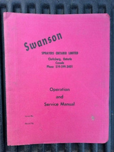 Original Vintage Swanson Sprayers Operation and Service Manual Booklet