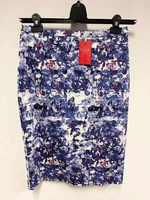 BNWT PURE COLLECTION BLUE,WHITE & PINK PRINT COTTON PENCIL SKIRT SIZE 10 - Image 1 of 3