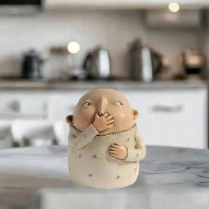 Boy Holding Nose Bathroom Statue Weird Decor Creative Modern Resin Sculpture - Picture 1 of 6