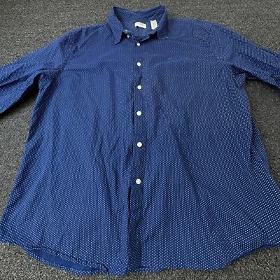 Dockers Classic Fit Shirt Mens XXL Blue White Dot Long Sleeve Comfortable - Image 1 of 4